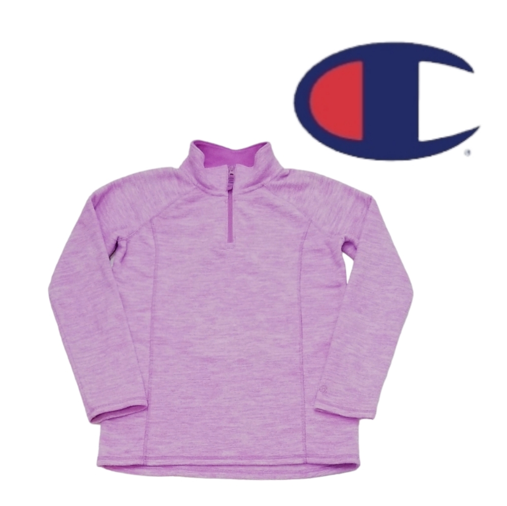 Champion Heathered Purple Long Sleeve ¼ Zip Fleece Pullover XL 14-16 - Picture 1 of 8